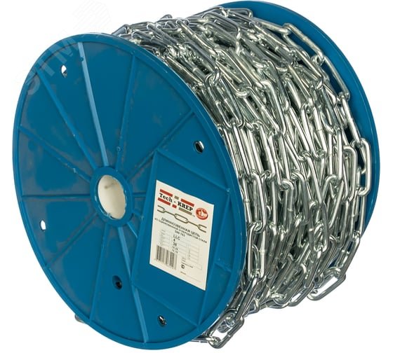 Изображение товара Цепь DIN763 4мм длиннозвенная оцинкованная (38м) (м)