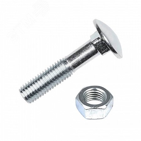 Изображение товара Мебельный болт DIN 603 М6х80 с гайкой оцинкованный 6 шт Tech-Krep