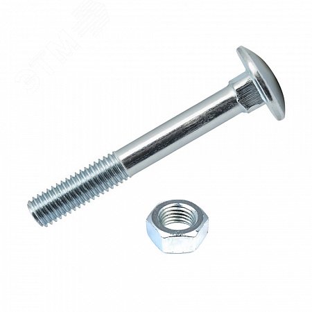 Изображение товара Мебельный болт DIN 603 М8х50 оцинкованный с гайкой, 4 шт комплект