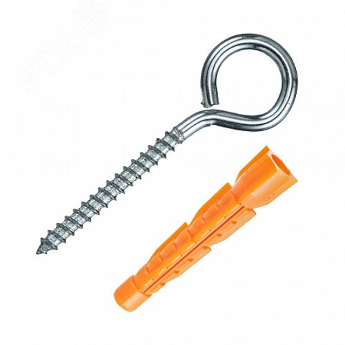 Изображение товара Шуруп-кольцо 8х80 с дюбелем 12.0х71 (2шт) (упак)