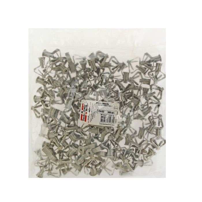 Изображение товара Дюбель бабочка 10х50 для гипсокартона 100 штук Tech-KREP