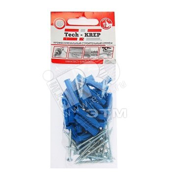 Изображение товара Шуруп универсальный 3.5х40 потайная головка оцинкованный + дюбель 6х30 (30шт) (упак)