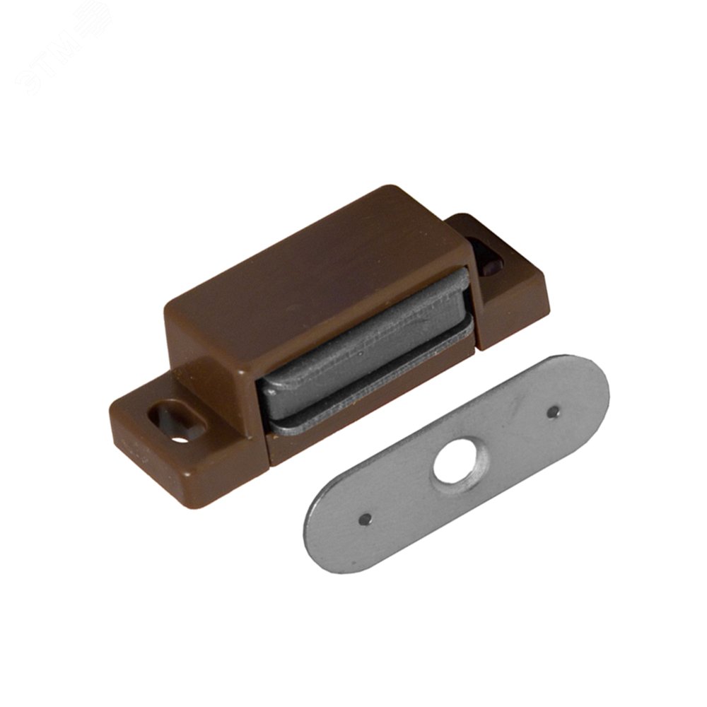Защелка магнитная 2 кг одинарная с ответной планкой, коричневый - пакет Tech-Kre 112595 Tech-KREP