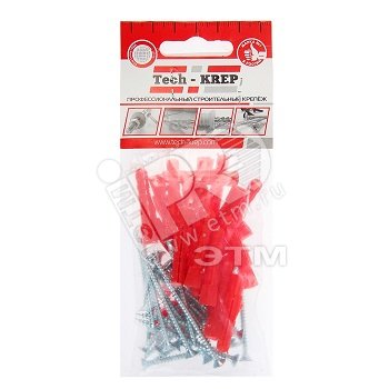 Изображение товара Шуруп универсальный 3.5х50 потайная головка оцинкованный + дюбель трехсегментный 6х35 (24шт) (упак)