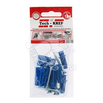 Изображение товара Шуруп универсальный 5.0х40 потайная головка оцинкованный + дюбель 8х30 (10шт) (упак)