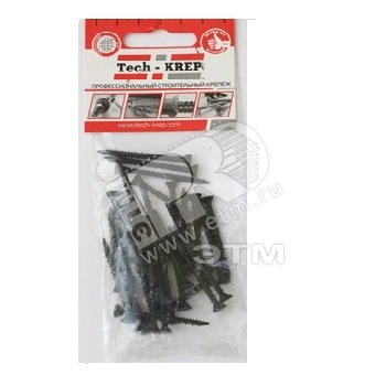 Изображение товара Саморез гипсокартон/металл 3,5х32 черный (30шт) - пакет (упак)