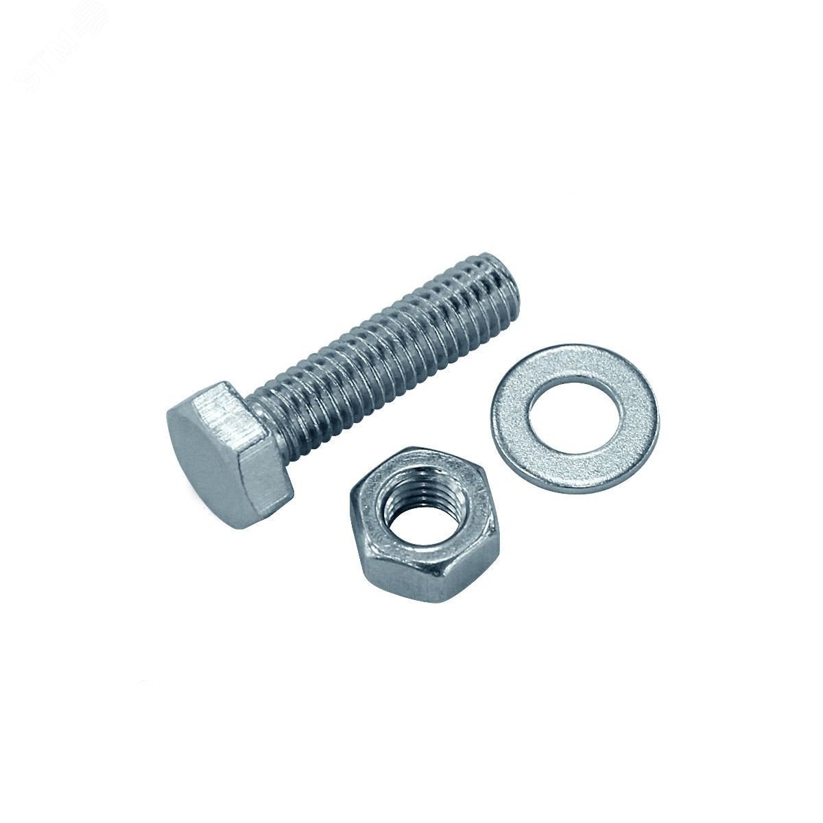Изображение товара Болт DIN933 с шестигранной головкой оцинк. М12х30 + гайка + шайба (2 шт) (упак)