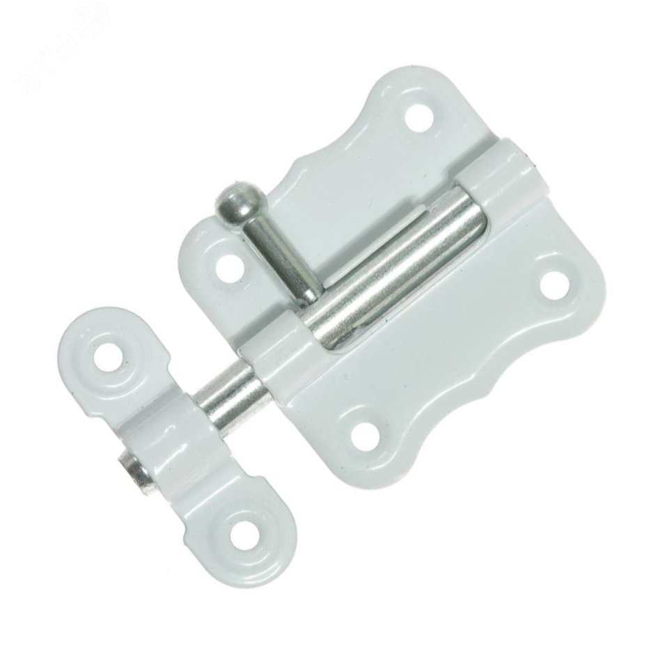 Изображение товара Задвижка накладная ЗТ-2 50х47 круглый ригель (D15мм, L70мм) бел. (1 шт) - пакет Tech-Krep (упак)