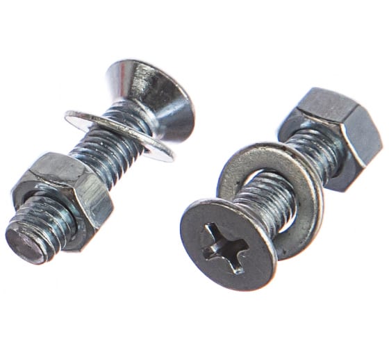 Винт DIN965 М5х20 потайная головка оцинкованный + гайка + шайба (12 шт)
