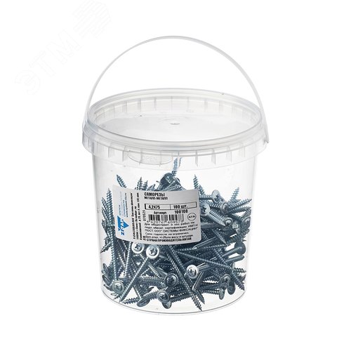 Изображение товара Саморез по металлу 4,2х75 остроконечный (100шт) - ведро (упак)