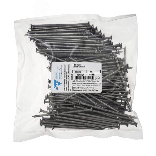 Изображение товара Гвоздь строительный 3.0х80 (1кг) (упак)