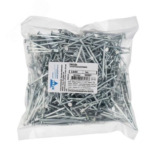 Изображение товара Гвоздь строительный 2.5х60 оцинкованный (1кг) (упак)