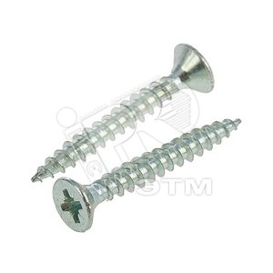 Изображение товара Шуруп универсальный 4х12 потайная головка, остроконечный, оцинкованный (26шт) - пакет (упак)