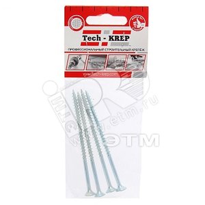 Изображение товара Шуруп универсальный 6х70 потайная головка, остроконечный, оцинкованный (4шт) - пакет (упак)