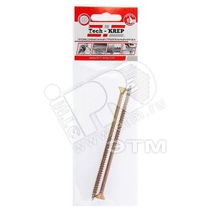 Изображение товара Шуруп универсальный 6х100 потайная головка, остроконечный, желтопассивированный (2шт) - пакет (упак)