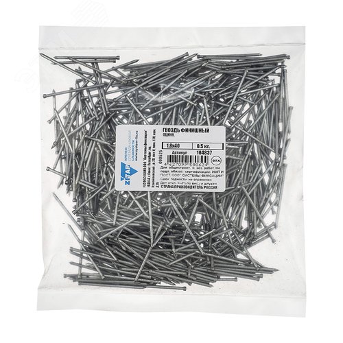 Изображение товара Гвоздь финишный 1.8х40 оцинкованный (0.5кг) (упак)