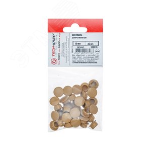 Изображение товара Заглушка декоративная 10 мм бук (35 шт) - пакет Tech-Krep (упак)