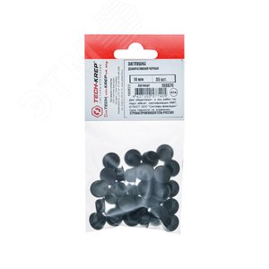 Изображение товара Заглушка декоративная 10 мм черная (35 шт) - пакет Tech-Krep (упак)