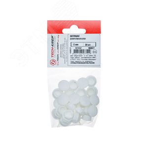 Изображение товара Заглушка декоративная 12 мм белая (30 шт) - пакет Tech-Krep (упак)
