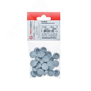 Изображение товара Заглушка декоративная 12 мм светло-серая (30 шт) - пакет Tech-Krep (упак)