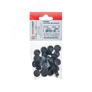 Изображение товара Заглушка декоративная 12 мм темно-коричневая (30 шт) - пакет Tech-Krep (упак)