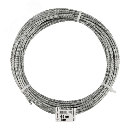 Изображение товара Трос стальной для растяжки DIN 3055 4,0 мм упаковка (20м) (упак)