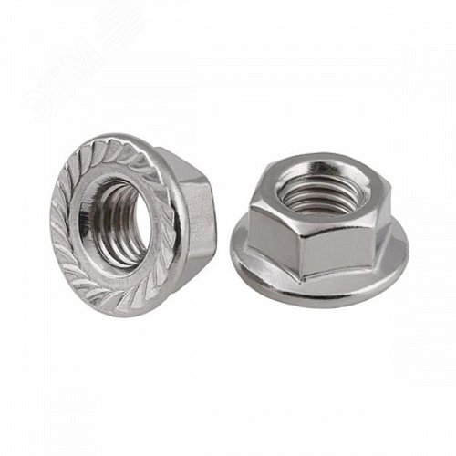 Изображение товара Гайка DIN6923 шестигранная оцинкованная с фланцем М6 (40 шт) (упак)