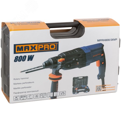 Перфоратор монтажный SDS-Plus 800 Вт, 0-1100 об/мин, 2.8 Дж, 3 режима, антивибрационная ручка - фото 3