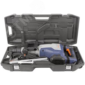 Молоток отбойный электрический 1700 Вт, 200-2100 уд/мин, 45 Дж, SDS-MAX, 11,5 кг, резиновый кабель, дополнительные щетки, кейс - фото 2