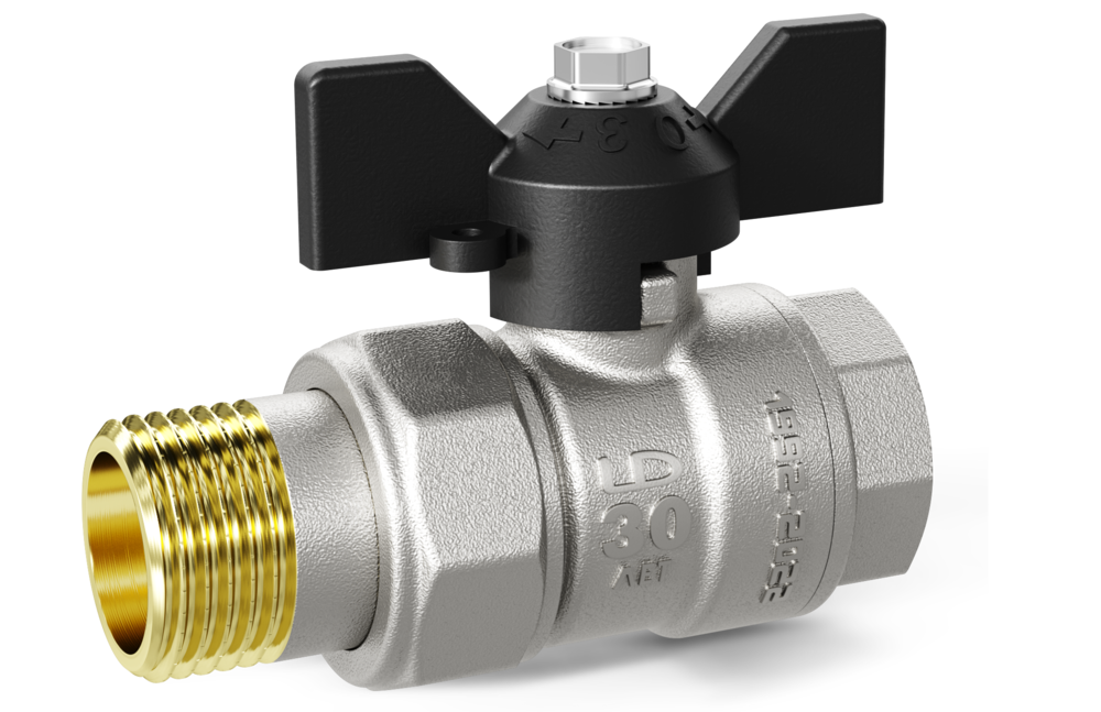 Кран шаровой латунный со сгоном Ду20 Ру40 (3/4') ВН ручка бабочка исп.2