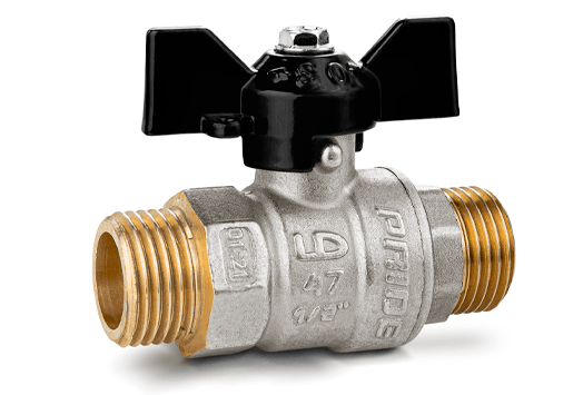 Кран шаровой латунный никелированный 11б27п1 Ду15 Ру40 (1/2') НР/НР бабочка