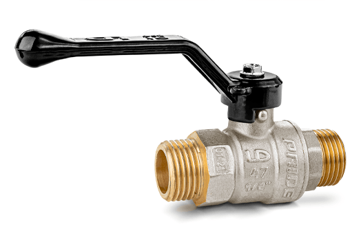 Кран шаровой латунный никелированный 11б27п1 Ду20 Ру40 (3/4') НР/НР рычаг