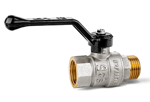 Кран шаровой латунный никелированный 11б27п1 Ду25 Ру40 (1') ВН рычаг