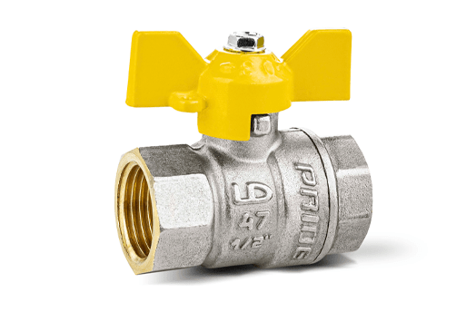 Кран шаровой латунный никелированный 11б27п Ду20 Ру40 (3/4') ВР/ВР бабочка GAS