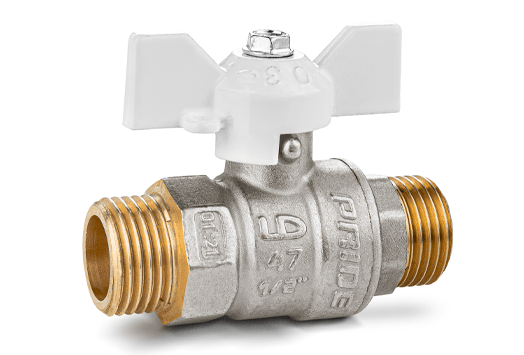 Кран шаровой 11б27п1 Ду15 Ру40 (1/2') НН белая ручка бабочка