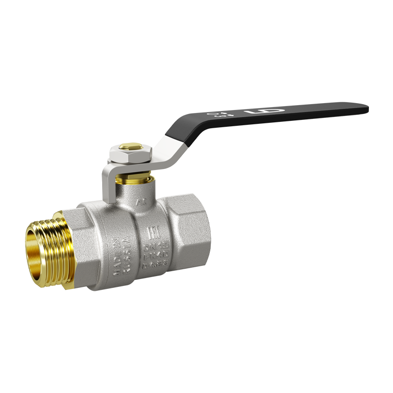 Кран шаровой латунный никелированный Ду25 Ру40 (1') ВН стальная ручка рычаг