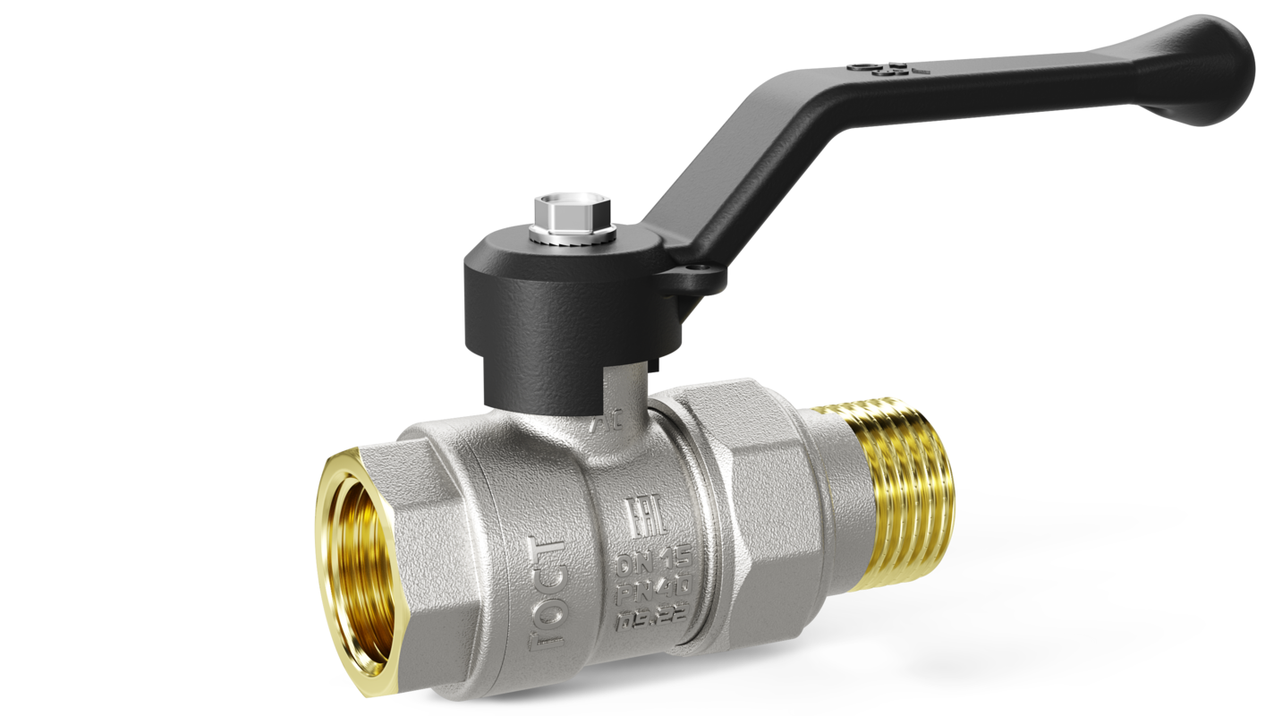 Кран шаровой латунный со сгоном Ду20 Ру40 (3/4') ВН ручка рычаг исп.2