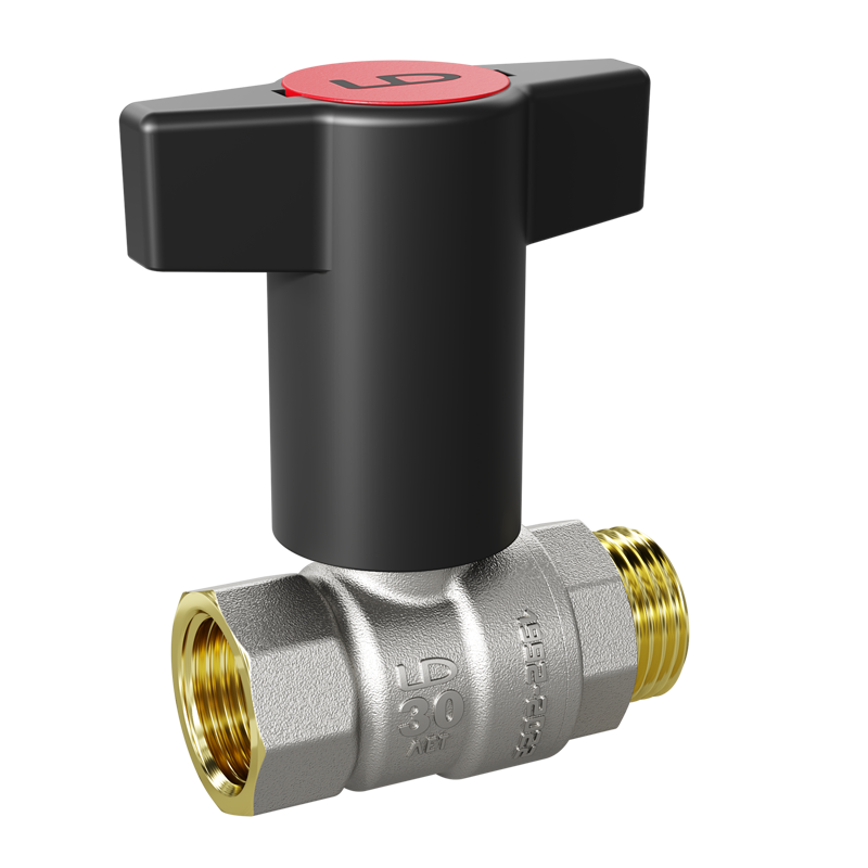 Кран шаровой латунный никелированный Ду 20 Ру 40 (3/4') ВН Т-рукоятка