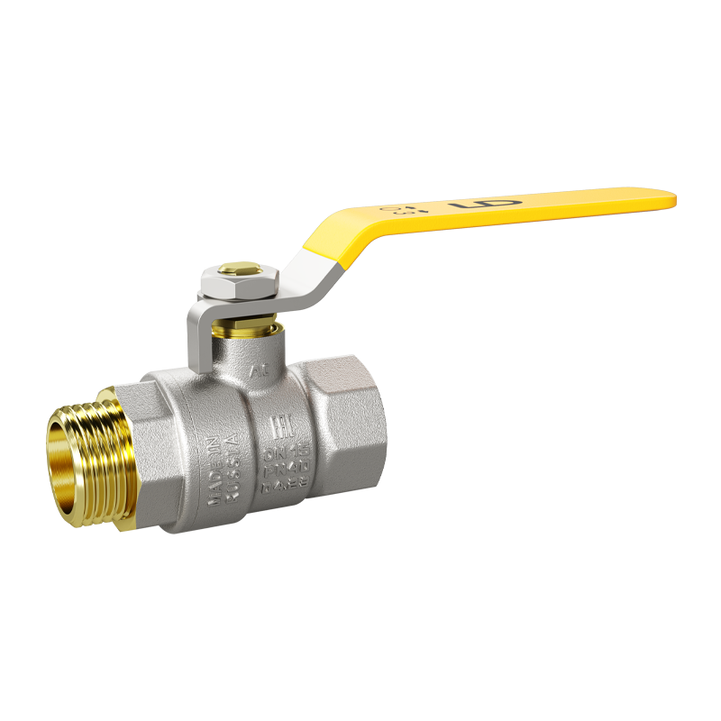 Кран шаровой латунный никелированный Ду15 Ру40 (1/2') ВН GAS (рычаг стальной)