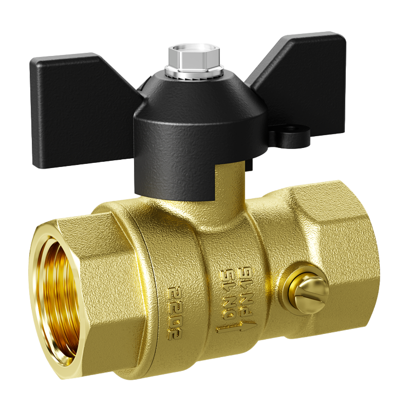 Кран шаровой латунный для манометра Ду 15 Ру 40   бабочка