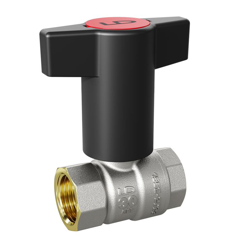 Кран шаровой латунный никелированный Ду 15 Ру 40 (1/2') ВР/ВР Т-рукоятка