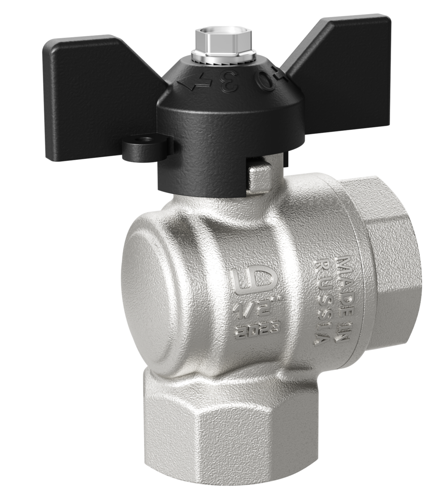 Кран шаровой латунный угловой Ду 20 Ру 40 ВР/ВР бабочка