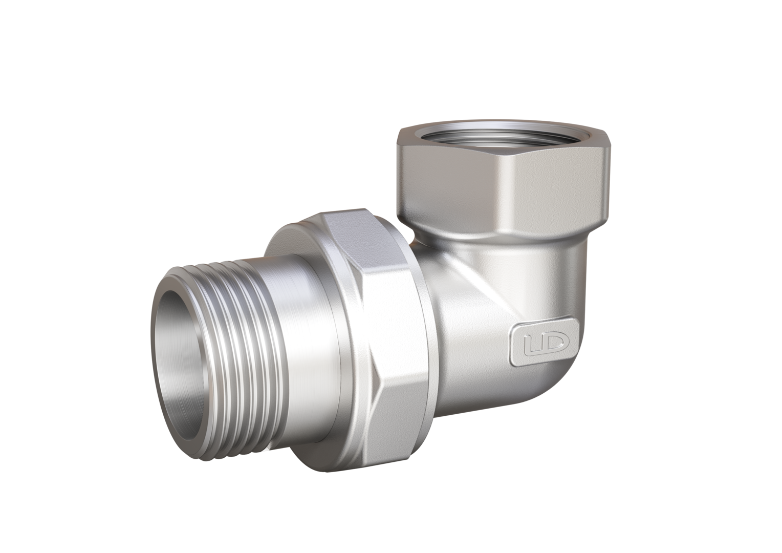 Сгон разъемный угловой (американка) DN15 (1/2')   ВР/НР латунь никель'