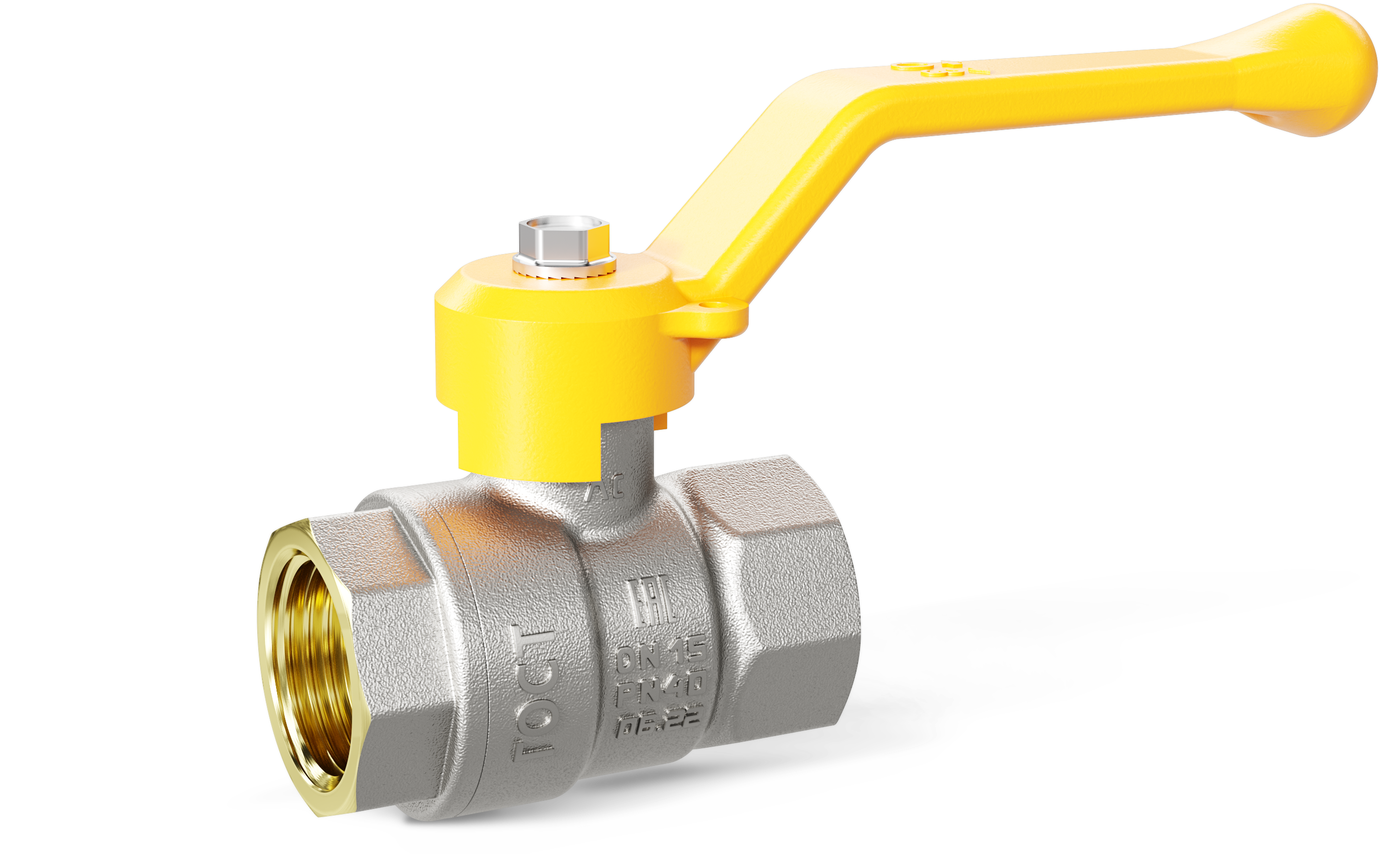 Кран шаровой латунный 47.50.В-В.Р GAS Ду 50 Ру 25 рычаг