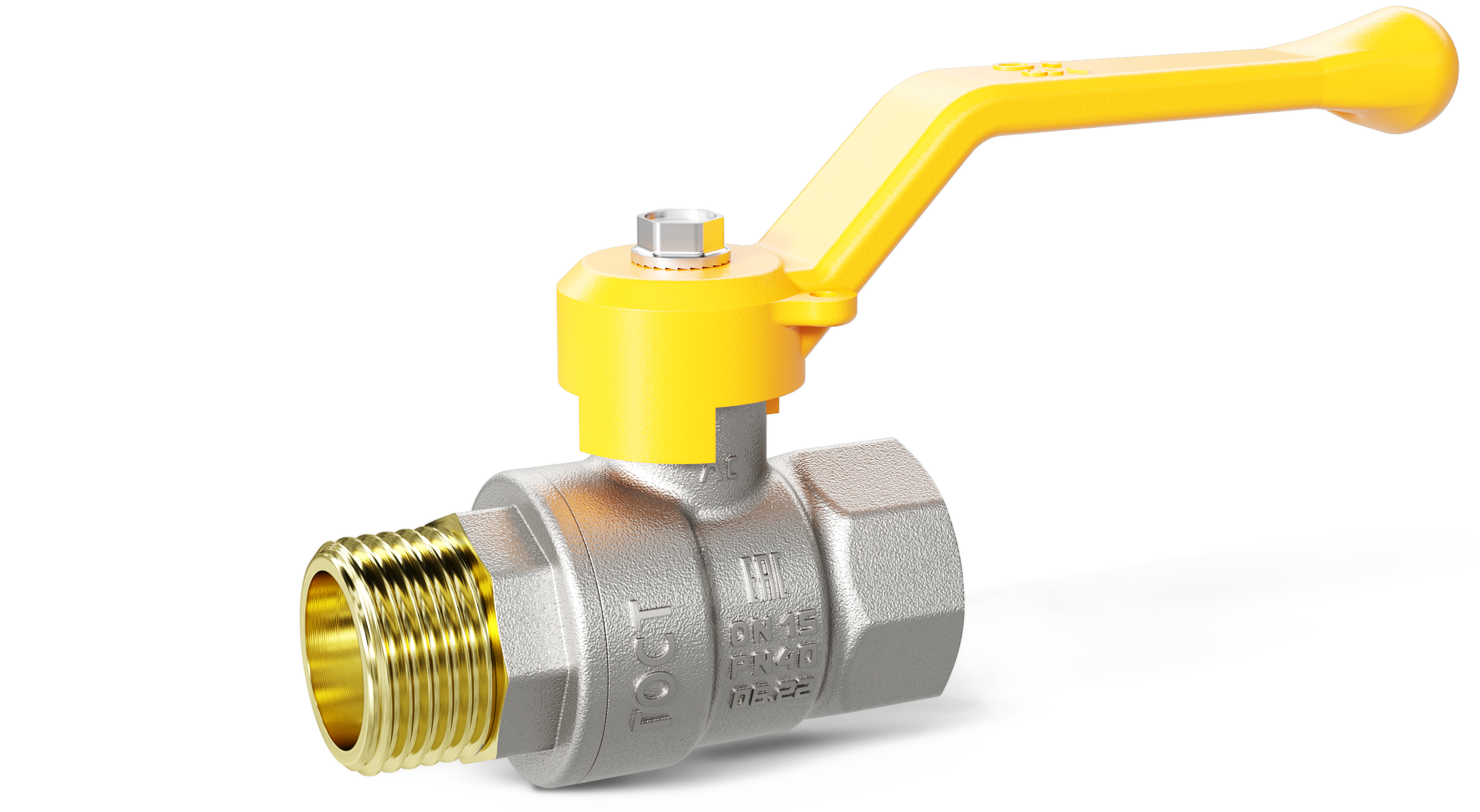 Кран шаровой латунный 47.50.В-Н.Р GAS Ду 50 Ру 25 рычаг