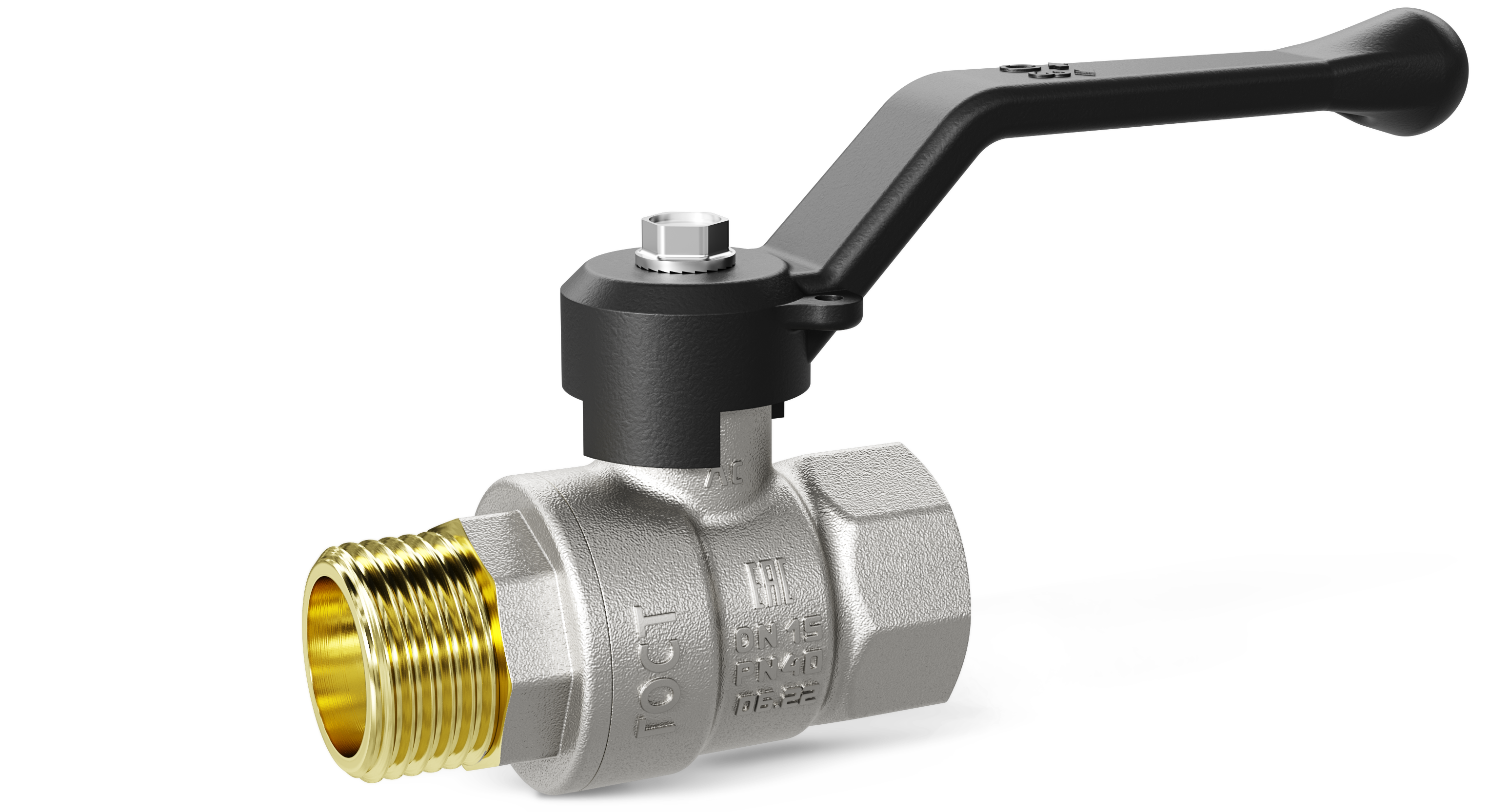 Кран шаровой латунный 47.50.В-Н.Р Ду 50 Ру 25 рычаг