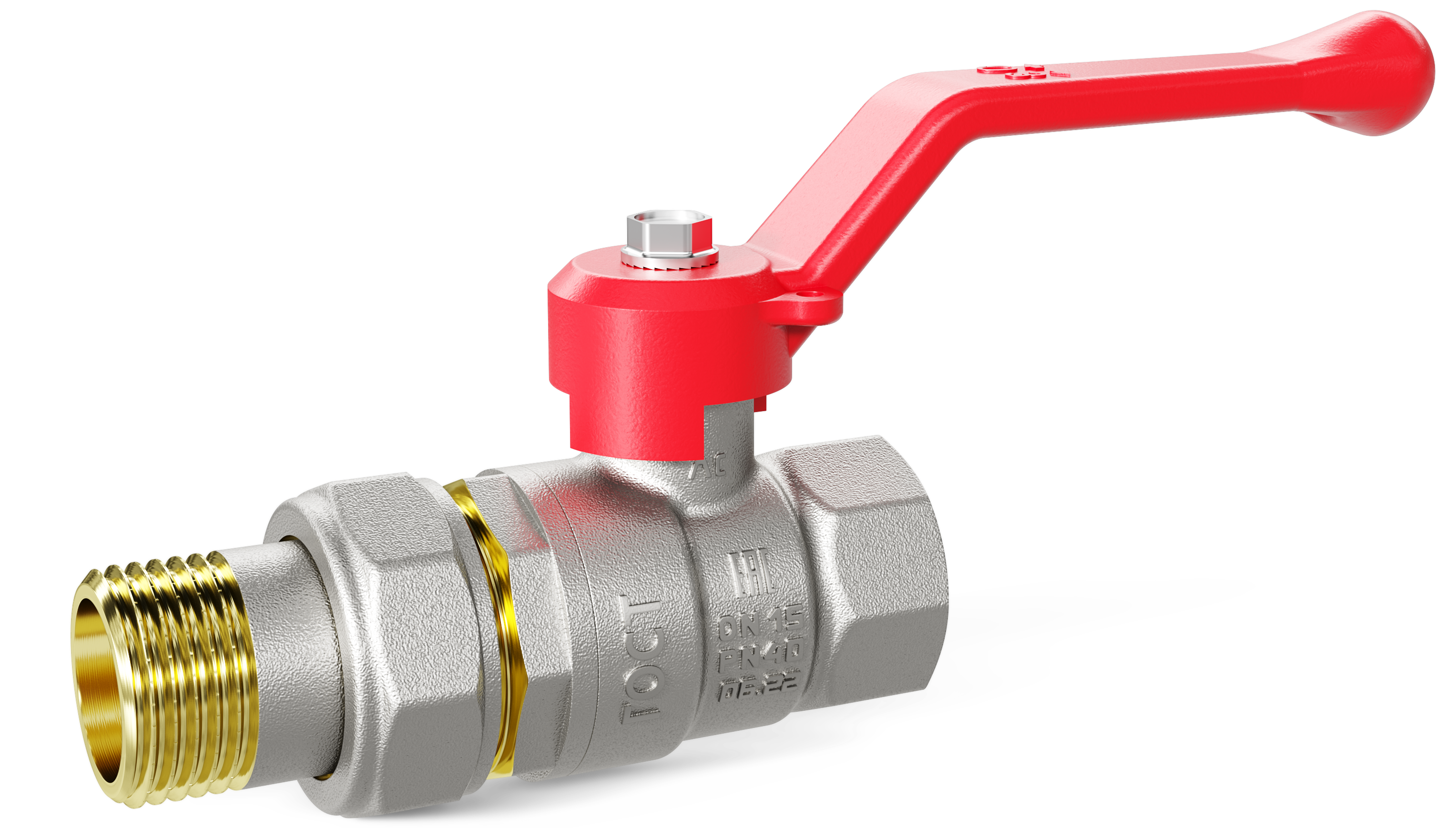 Кран шаровой латунный 47.32.В-ГШ.Р Ду 32 Ру 25 рычаг (red)