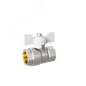 Кран шаровой 11б27п1 Ду20 Ру40 (3/4') ВВ белая ручка бабочка - фото 2