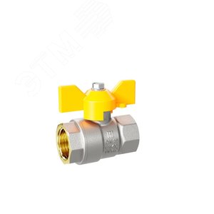 Кран шаровой латунный никелированный 11б27п Ду20 Ру40 (3/4') ВР/ВР бабочка GAS - фото 3