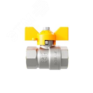 Кран шаровой латунный никелированный 11б27п Ду20 Ру40 (3/4') ВР/ВР бабочка GAS - фото 2